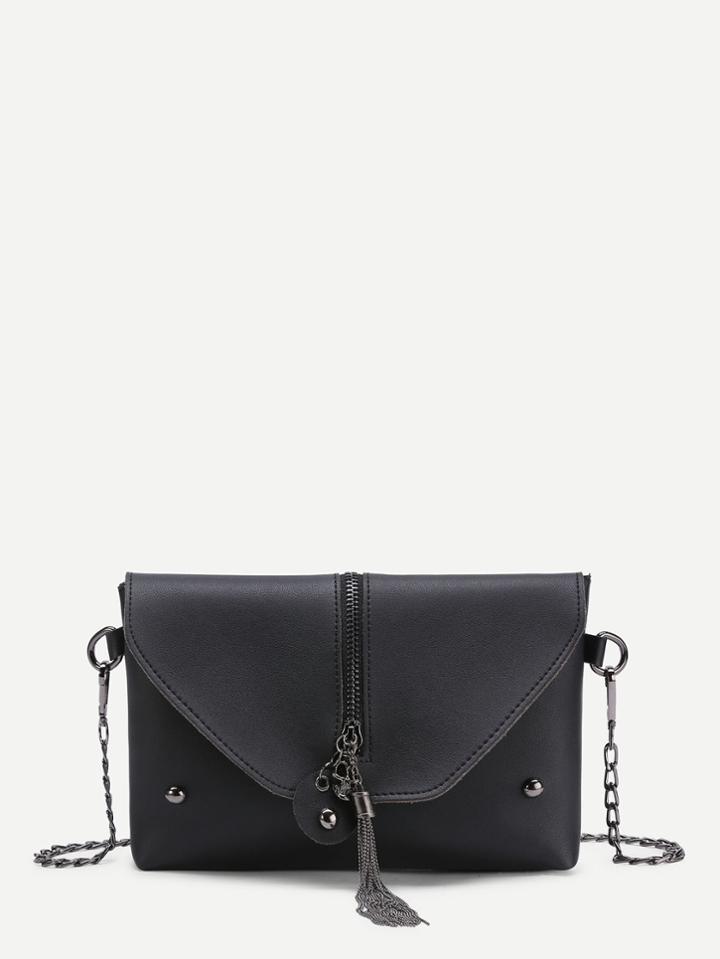 Shein Skeleton And Tassel Detail Flap Crossbody Bag