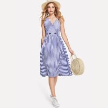 Shein Dual Pocket Striped Dress