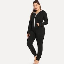 Shein Plus Zipper Up Hooded Jumpsuit