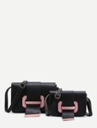 Shein Pu Flap Combination Bag With Adjustable Strap
