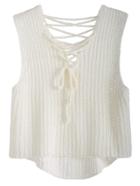 Shein White Lace Up High Low Knit Vest