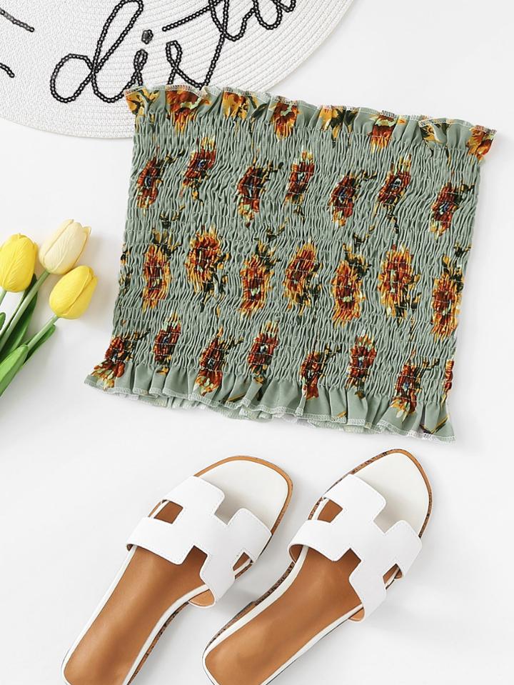 Shein Botanical Print Tube Top
