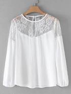 Shein Sheer Lace Panel Blouse