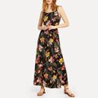 Shein Floral Printed Belted Cami Dress
