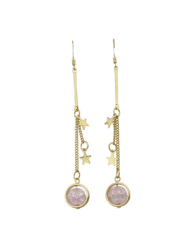 Shein Pink Beads Star Charm Drop Earrings For Women