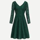 Shein Zip Back Double V Neck Lace Dress