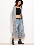 Shein Grey Cable Knit Long Sweater Coat