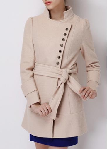 Rosewe Glamorous Button Closure Long Sleeve Coat With Belt