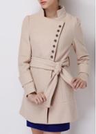 Rosewe Glamorous Button Closure Long Sleeve Coat With Belt