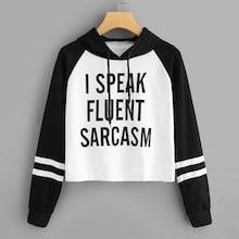 Shein Drawstring Hoodie Letter Print Sweatshirt