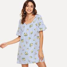 Shein Scoop Neck Striped Dress