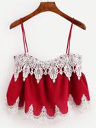 Shein Red Crochet Applique Crop Cami Top
