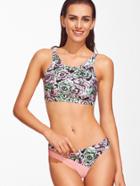 Shein Floral Print Slit Bikini Set