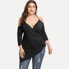 Shein Plus Cold Shoulder Draped Front Wrap Tee