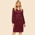 Shein 80s Knot V Neck Solid Dress