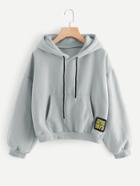 Shein Drop Shoulder Balloon Sleeve Patch Detail Hoodie