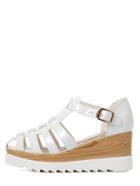 Shein White Caged Cutout Wedge Sandals