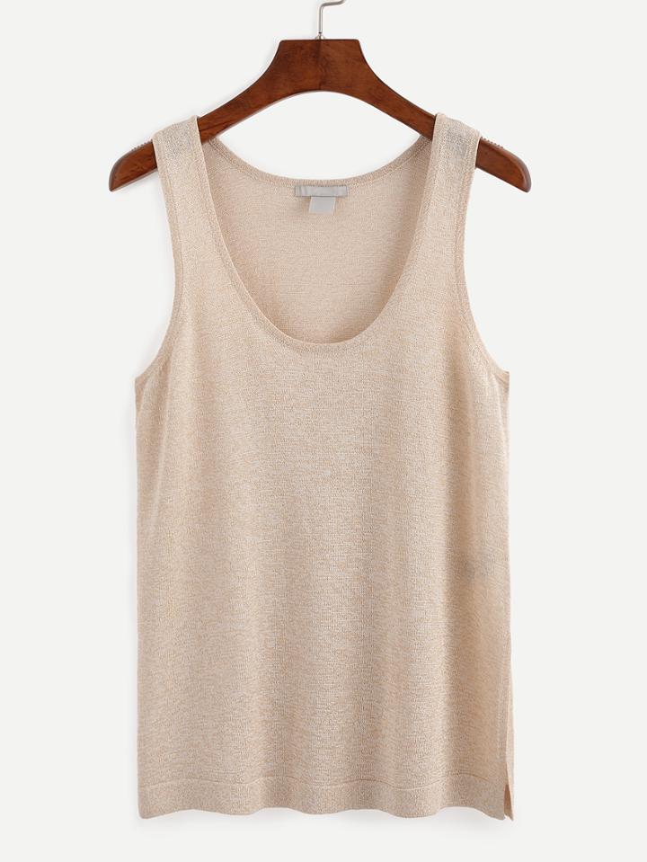 Shein Apricot Scoop Neck Split Side Tank Top
