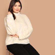 Shein Plus Drop Shoulder Teddy Pullover