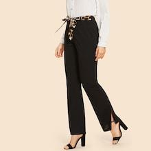 Shein 80s Slit Flare Hem Belted Pants