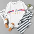 Shein Graphic Tee & Striped Pants Set