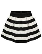 Shein Black Apricot Stripe Flare Zip Skirt