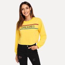 Shein Stripe And Letter Print Pullover