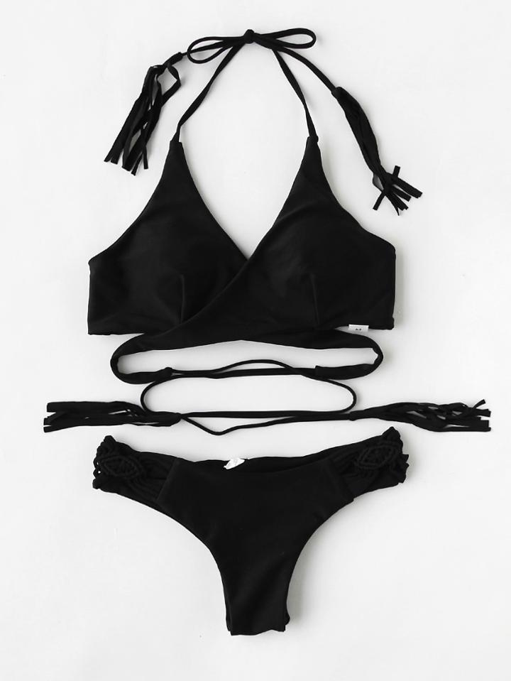 Shein Tassel Tie Wrap Bikini Set