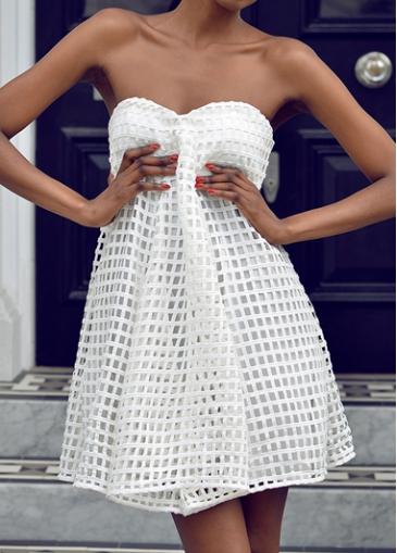 Rosewe Open Back White Sleeveless Shift Dress
