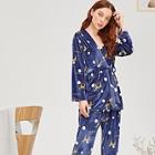 Shein Animal Print Velvet Cami Pajama Set With Robe