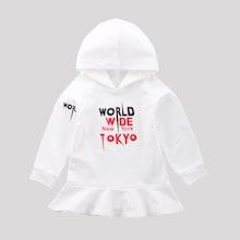 Shein Toddler Girls Ruffle Hem Letter Print Hoodie