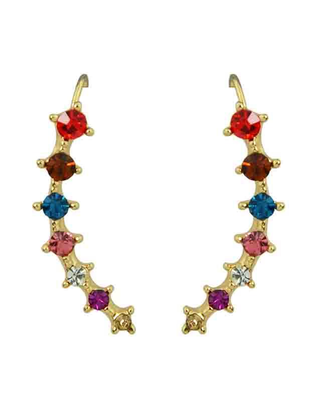 Shein Colorful Beautiful Rhinestone Long Ear Cuff Wrap Earrings