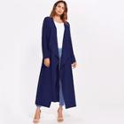 Shein Patch Pocket Self Belted Waterfall Wrap Coat