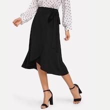 Shein Wrap Knot Ruffle Hem Skirt
