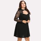 Shein Plus Eyelash Lace Panel Dress