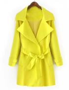 Shein Neon Yellow Lapel Tie-waist Trench Coat