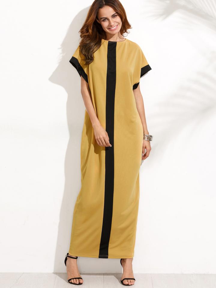 Shein Contrast Panel Cocoon Dress With Hidden Pocket