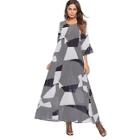 Shein Color Block Ruffle Sleeve Longline Stripe Dress