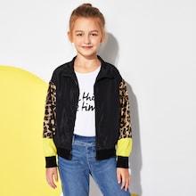 Shein Girls Zip Up Leopard Jacket