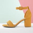 Shein Faux Suede Ankle Strap Low Block Heel Sandals
