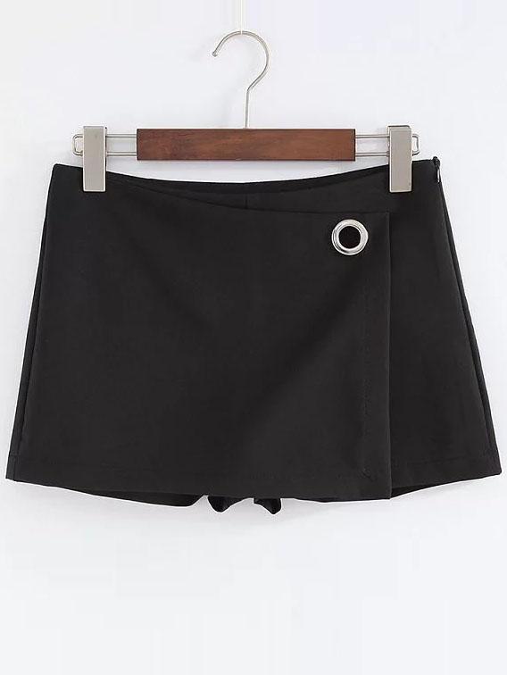 Shein Black Wrap Shorts With Eyelet