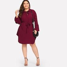 Shein Plus Beaded Curved Hem Shirt Dress