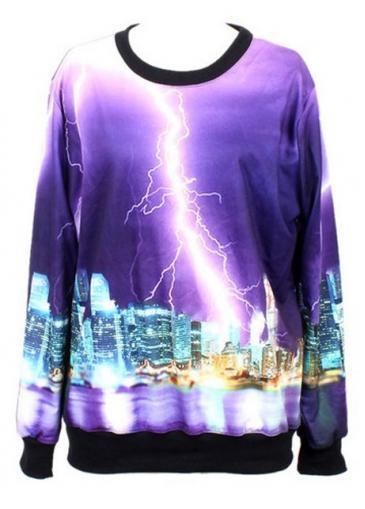 Rosewe Hot Sale Natural Scenery Print Round Neck Sweats