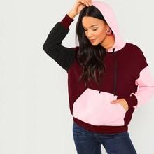 Shein Kangaroo Pocket Front Cut-and-sew Hoodie
