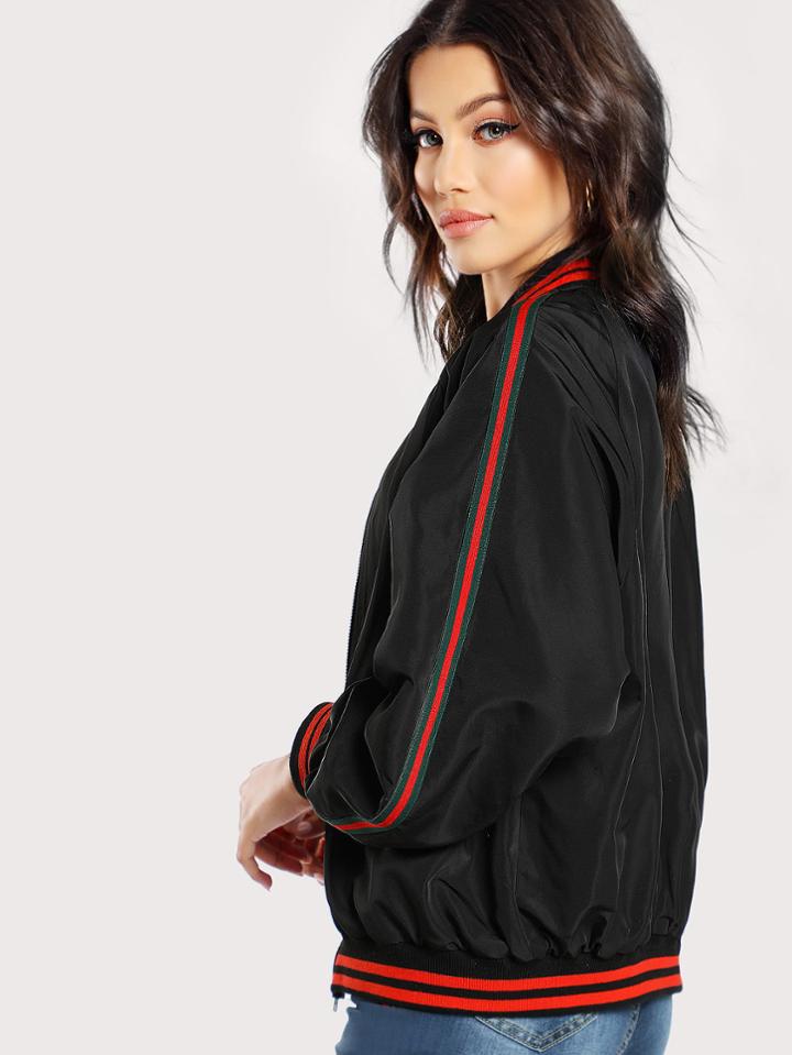 Shein Striped Bomber Jacket