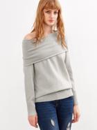 Shein Grey Off The Shoulder Long Sleeve Sweater