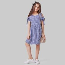 Shein Girls Cut Out Shoulder Checked Dress