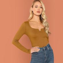 Shein V Cut Neck Form Fitting Tee