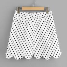 Shein Scallop Hem Polka Dot Skirt