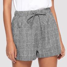 Shein Drawstring Waist Grid Shorts